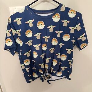 Blackmilk Navy “The Child” Crop Top with Tie Front